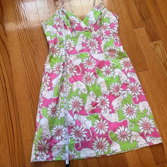 Lilly Pulitzer Dresses & Skirts - Vintage Lilly Pulitzer Size 8 Lounging White Lions Mini Dress - Pink Green White
